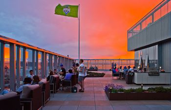 Rooftop deck at sunset view